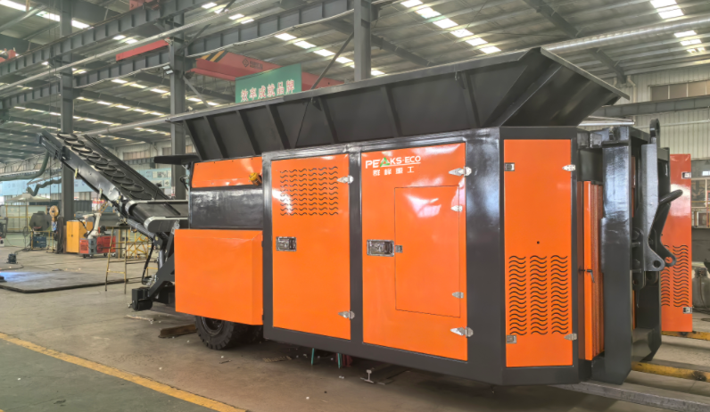 Peaks-Eco Mobile Double Shaft Synchronous Shredder Helps to Turn Construction Waste into Treasure