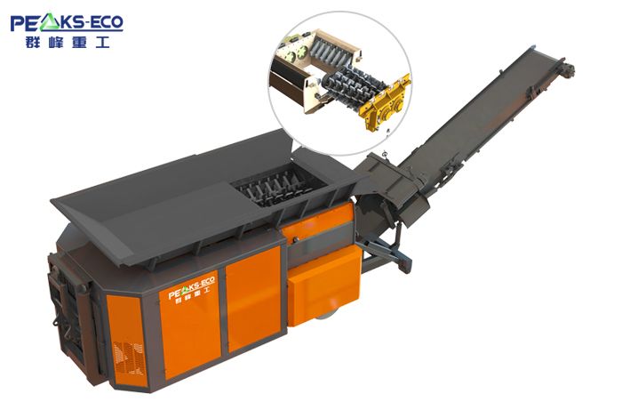 Mobile double shaft synchronous shredder