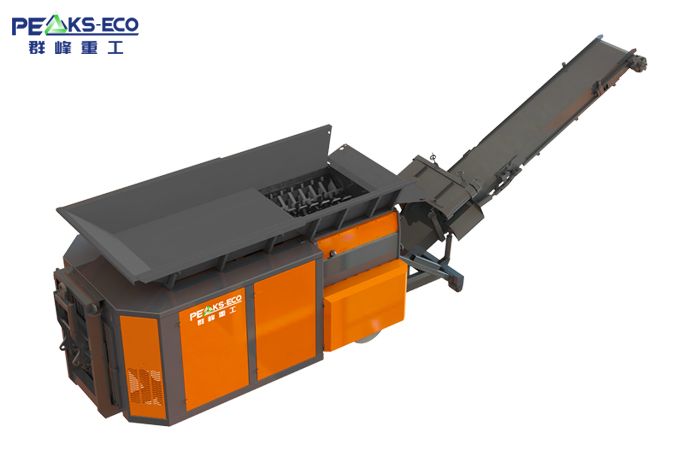 Mobile double shaft synchronous shredder